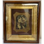 A 19thC print of two children in a decorative gilt and rosewood frame. 37 x 33cm.Condition