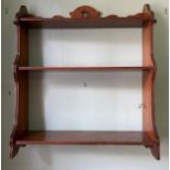 Mahogany wall hanging shelf. 80 h x 64cm w.Condition ReportSmall repair to top.