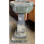 A vintage stone bird bath in 3 pieces. 82 h x 33cm d.Condition ReportGood condition.