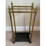 A brass umbrella stand with tray to base. 62 h x 51 x 21.5cm.Condition ReportGood condition.