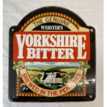 'The Genuine Webster's Yorkshire Bitter Brewed in the Pennines' metal advertising sign. 25 x 27cm.