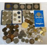 A collection of various coins to include Silver 1780 Maria Theresa Thaler coin, Two Florins 1919 and