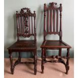 Two late 19thC carved oak side chairs. Ht 115cm.Condition ReportSome damage.