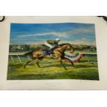 Royal Academy Lester Piggott up by Claire Eva Burton, Limited edition 86/950, signed in pencil L.