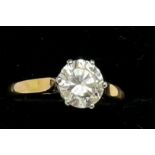A diamond solitaire approx. .89ct set in 18ct gold and platinum, Size M. Total weight 3.4gm.
