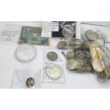 Various continental coinage and Australian 1 dollar 1 oz silver Funnel Web Spider, 1964 American