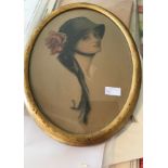 Print of a Lady in an oval shaped gilt frame. 44.5cm h.Condition ReportPrint in good condition.