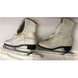 A pair of John Wilson Sheffield, England, Coronation ACE white ice skates. Size 5 1/2. 'The Stuburt'