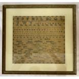 A 19thC Sampler by Mary Ann Dee born September 15th in Cambridge aged 8 years, 1831. Visible image