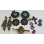 Vintage jewellery to include David Anderson Norwegian enamel & sterling silver earrings, French