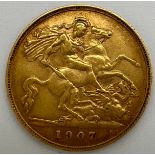 Edwardian gold half sovereign 1907.