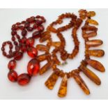 Two amber bead necklaces, approx 70 & 60cm l.Condition ReportGood condition.