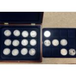 Silver Proof coin collection - The Greatest Britons and other Silver Proof coins in a wooden case,