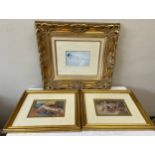 Three gilt framed Russell Flint prints of semi clad females. Largest 44 x 51cm.Condition