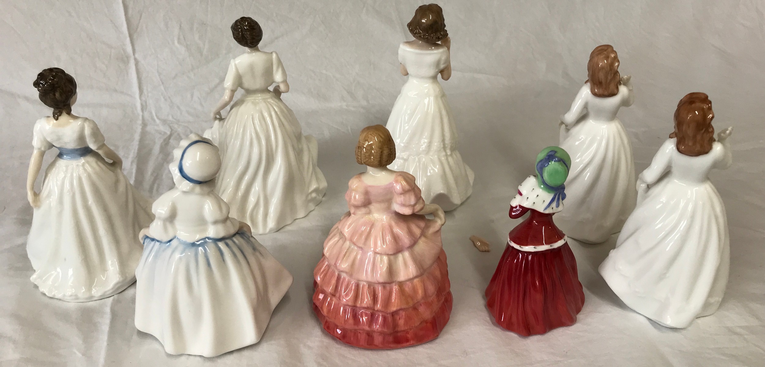 Eight Royal Doulton figurines: Melody, Harmony, Dinky Do, Rose, Christmas Morn, Joy x 2 and Welcome. - Image 3 of 5