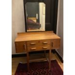 An early 20thC oak dressing table, 2 drawers with cupboard to either side. 91 x 45 x 74cm h.