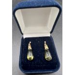 Citrine drop earrings set in yellow metal with 9ct fastening.Condition ReportGood condition.