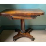 A 19thC rosewood card table .Condition ReportLacking veneer in places.