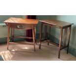 Two oak Arts and Crafts occasional tables. Tallest 68.5 h x 76 w x 51cm d.Condition ReportOne with