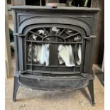 An Intrepid II Catalytic Wood Burning Stove. 54 w x 61cm h. With fireguard.Condition ReportMissing