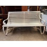 A 19thC cast iron and wooden bench. 153 w x 82cm h.Condition ReportGood used condition.