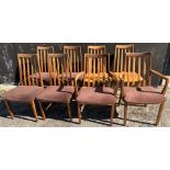 A set of 6 dining chairs, probably G-Plan, 2 carvers & 4 singles plus 2 singles. 8 in total.
