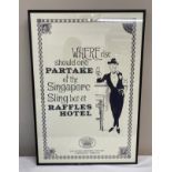 Raffles Hotel, Singapore, framed advertising poster. 65 x 45cm.Condition ReportGood condition.