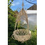 Ornate metal painted hanging basket approx. 80cm h x 37.5cm diameter of bowl.Condition ReportGood