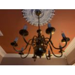 Good quality eight branch brass chandelier.