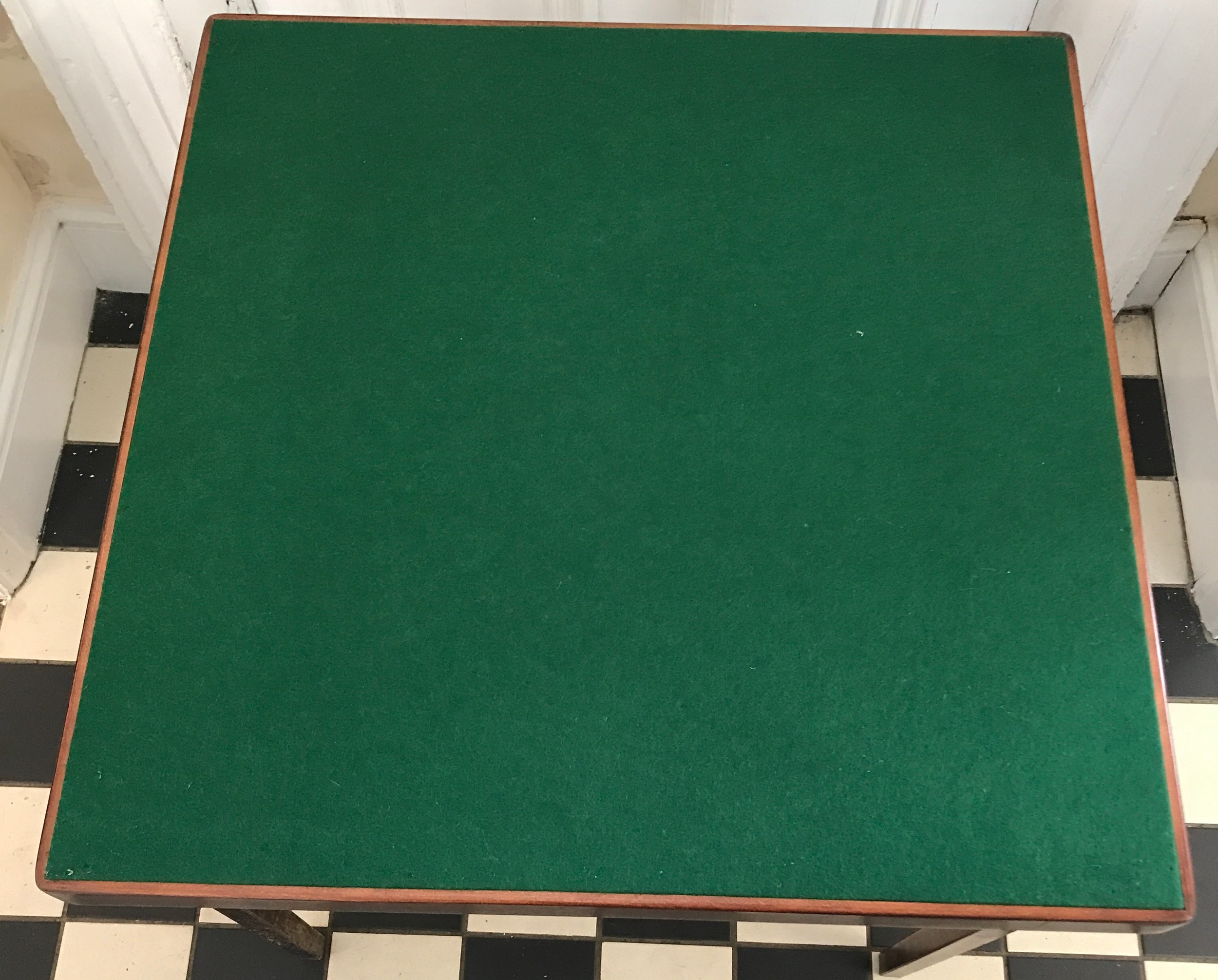 A folding card table with green baize top 76cm square x 67cm h, Green Brothers. - Image 2 of 6
