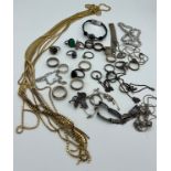 Jewellery to include silver rings, Swarovski necklace and bracelets, gate bracelet etc.