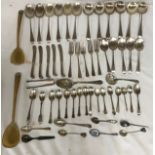 A large collection of silver cutlery mainly Sheffield. Butter knives with EPNS blade but silver