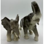 Two German ceramic elephants. Tallest 18cm.