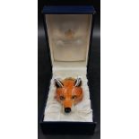 Halcyon Days enamel box, fox head stirrup cup, inspired by a Derby porcelain original from the