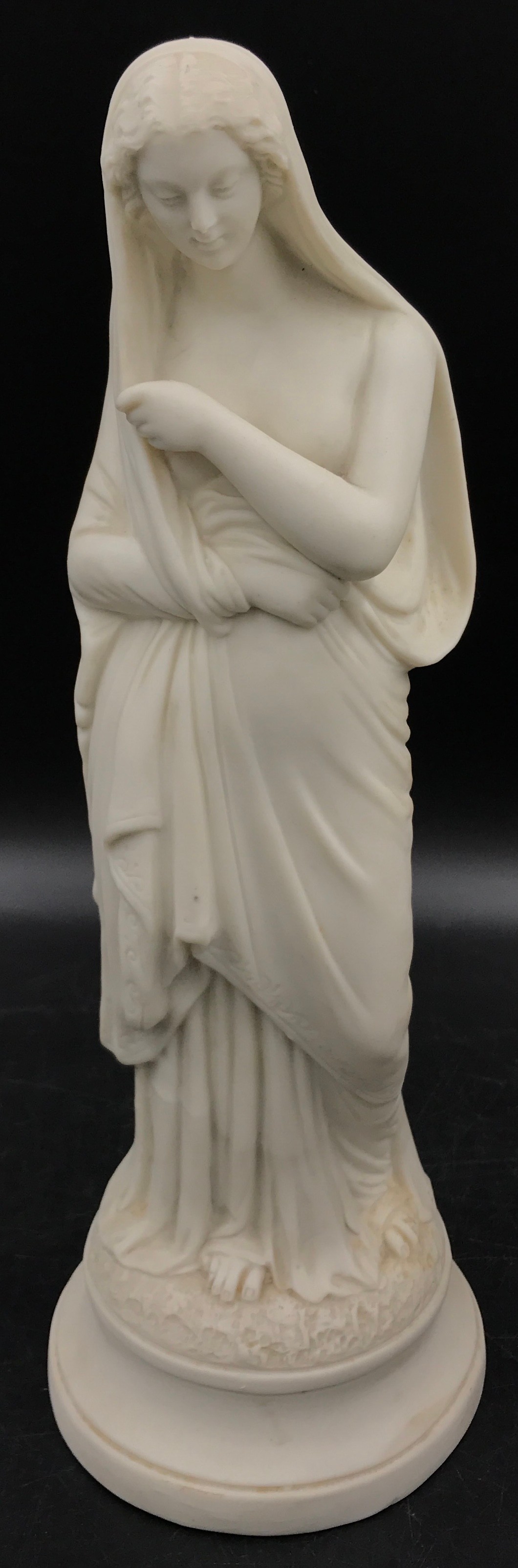 KPM 19thC porcelain bust of a young girl on an octagonal base 25cm together with a tall bisque - Image 2 of 7