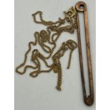 Nine carat gold to include bar brooch and broken chain. Total weight 2.8g.