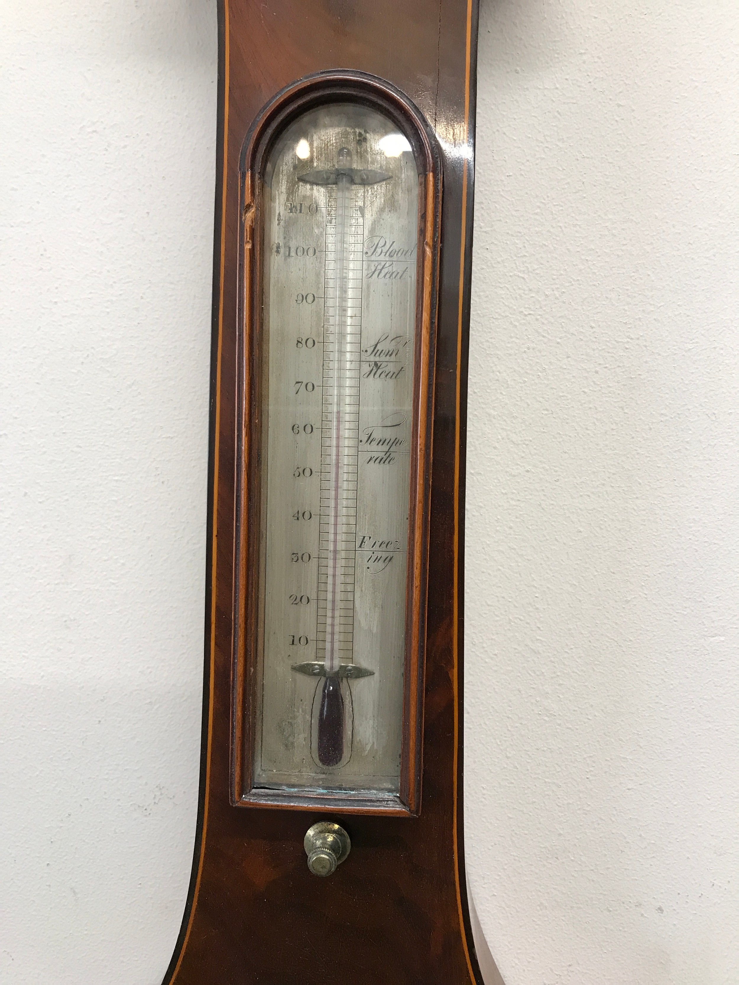 Mahogany banjo barometer by Maspoli of Hull 100cm h. - Image 3 of 3