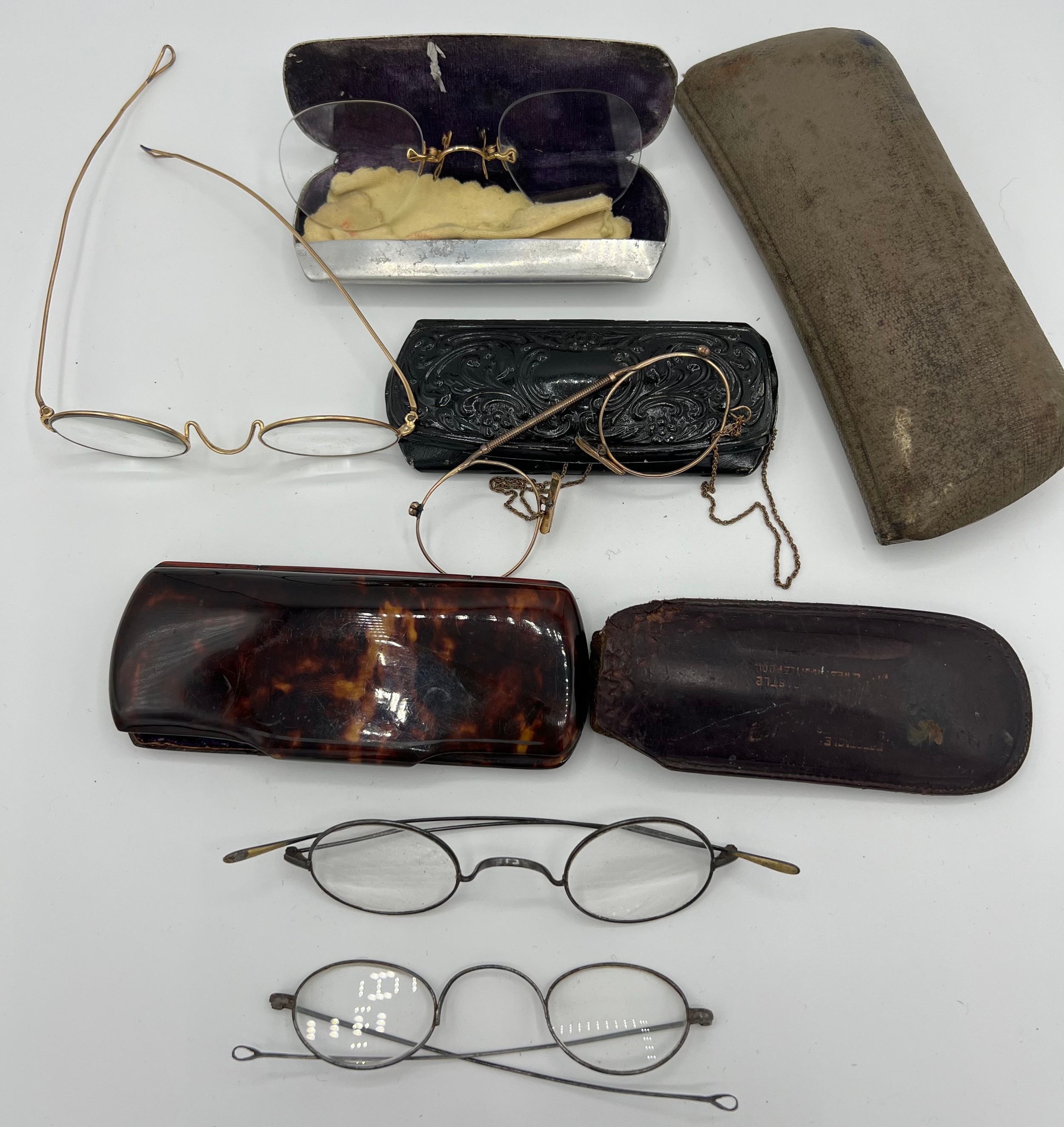 A quantity of late 19thC/ early 20thC spectacles and cases. - Image 2 of 2