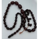 Cherry amber bead necklace. Weight 64gm.