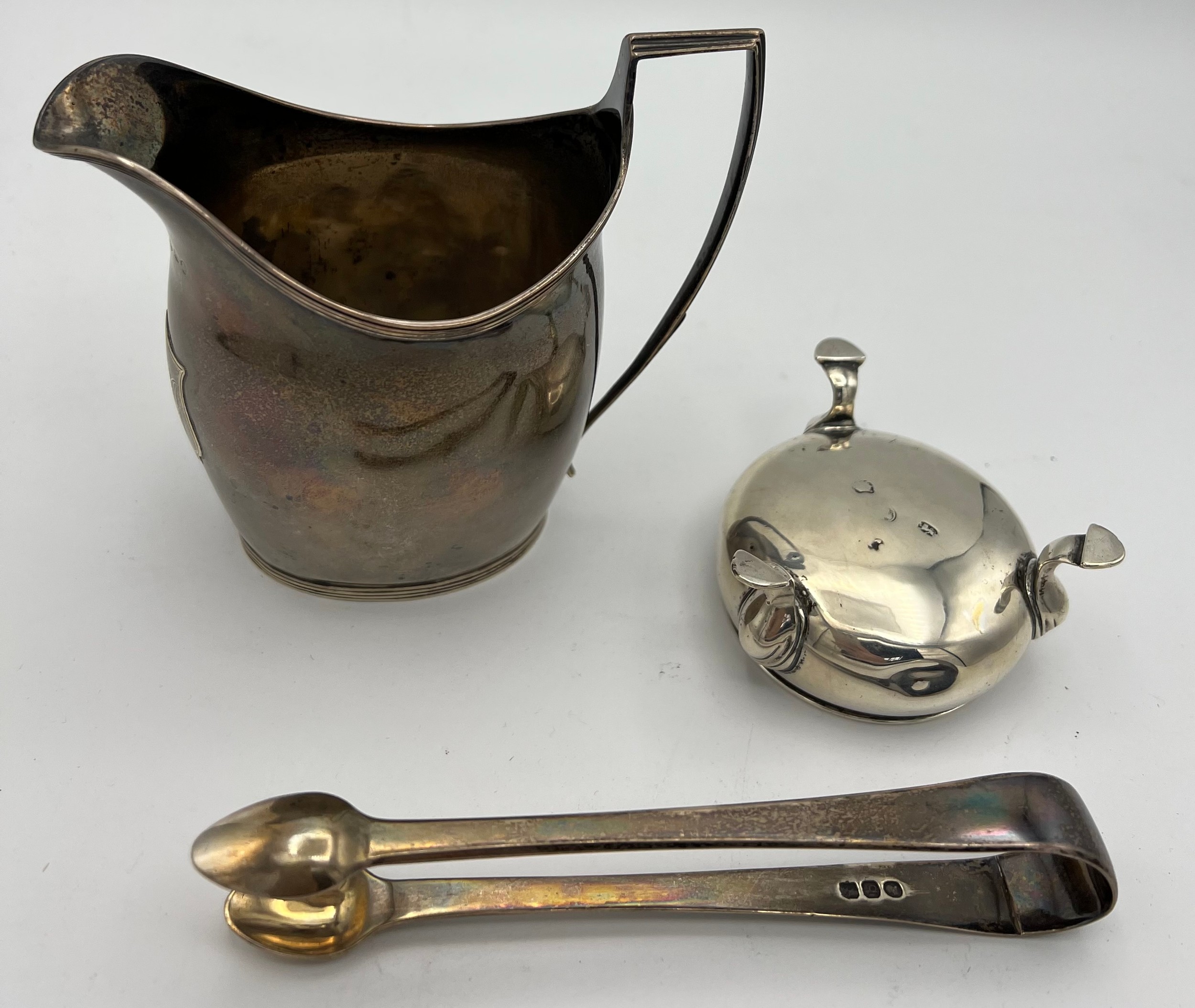 Georgian silver to include cream jug London 1802, maker Peter and Ann Bateman, salt, marks rubbed - Image 2 of 2