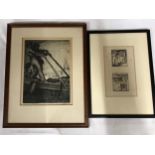 Woodcut by Lucien Pissarro (1863-1944) 22 x 13cm along with an etching by Leslie Moffat Ward (