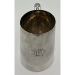 A silver tankard Sheffield 1943, maker James Dixon & Sons Ltd. 342g. 13cm h. Initialled to the front