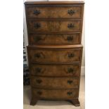 Small walnut veneered chest of drawers three drawers on 4 drawers on splayed legs. 107h x 54 w x