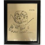 Pablo Picasso eagle print. Dated 3.4.54. Used by Xerox to advertise the world first pain paper