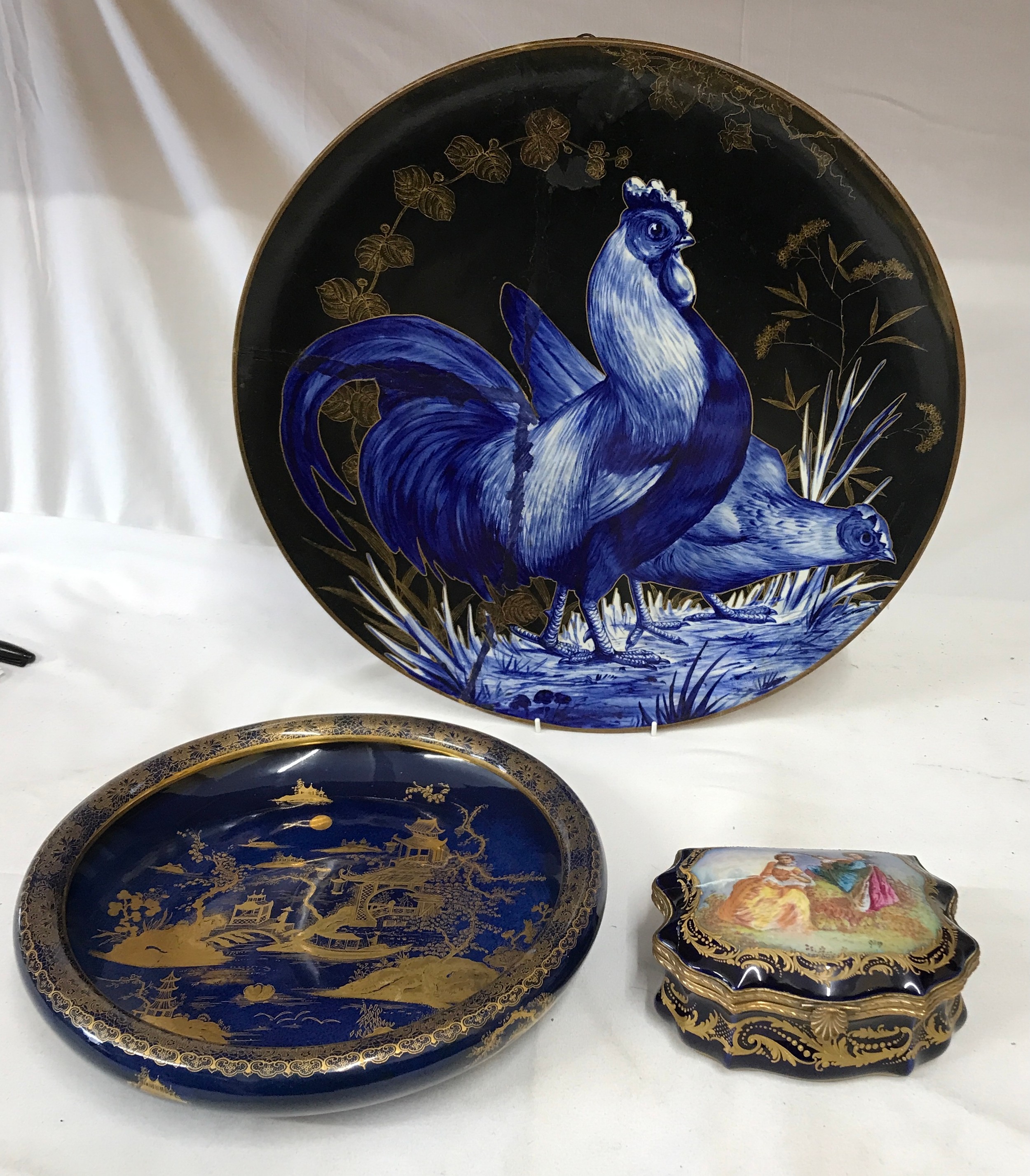 Ceramics to include very large charger signed J C Bradley to back, Carton Ware bowl decorated with