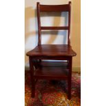 A Mahogany metamorphic library chair/ steps 88cm h.