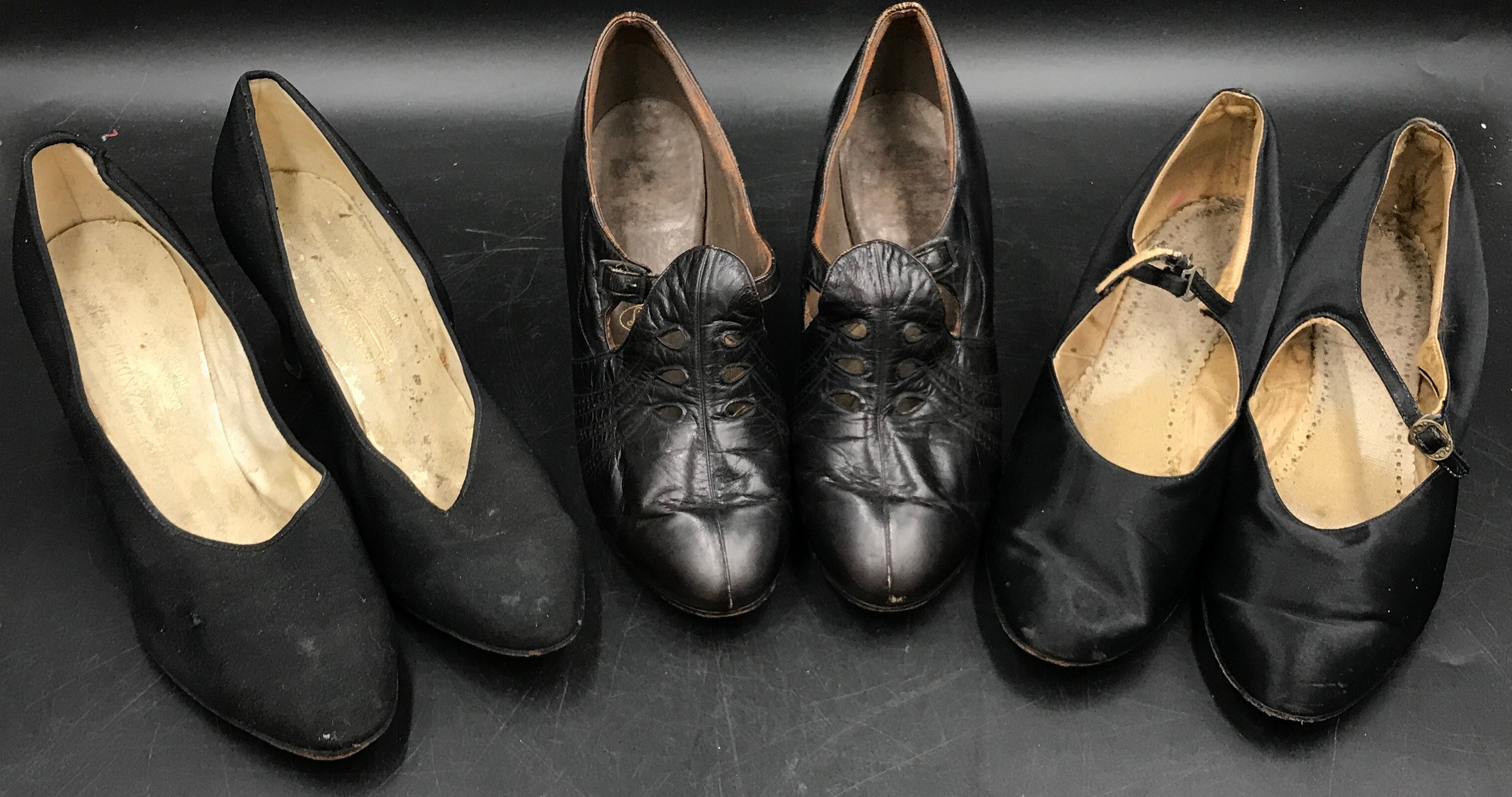 Three pairs of vintage shoes one Lotus size 5, one H E Randall size 6 and one unbranded size