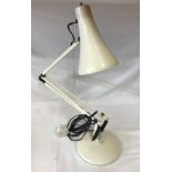 White angle poise lamp, base measuring at 18cm. height when fully extended 80cm.