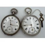 Two silver cased pocket watches. London 1937 W Benson to case and Birmingham 1891.