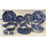 A quantity of Spode ceramics to include cups x5, tea pot, sugar basin, egg cups x2, dinner plates